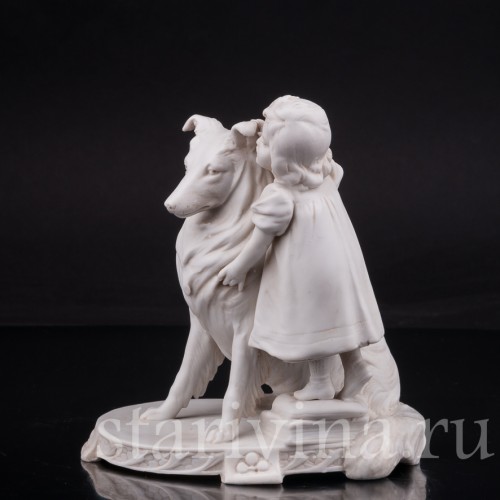 Фарфоровая статуэтка девушки Девочка с собакой, Goebel, Германия, нач. 20 в.