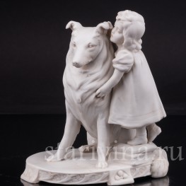 Фарфоровая статуэтка девушки Девочка с собакой, Goebel, Германия, нач. 20 в.