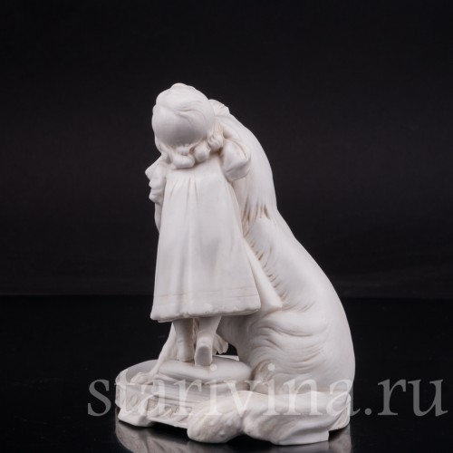 Фарфоровая статуэтка девушки Девочка с собакой, Goebel, Германия, нач. 20 в.