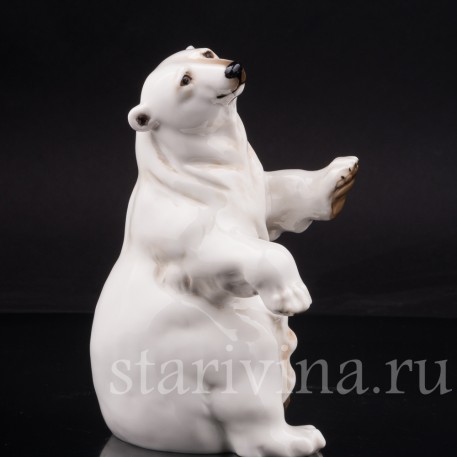 Фарфоровая статуэтка Сидящий белый медведь, Hutschenreuther, Германия, 1970 гг.