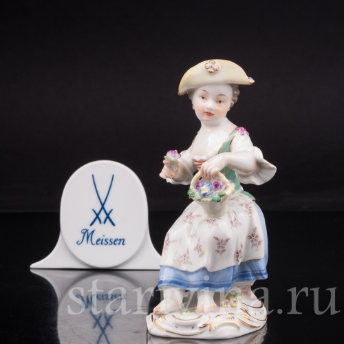 Фигурка из фарфора Девочка в шляпке Meissen, Германия, кон. 19 - нач. 20 вв.