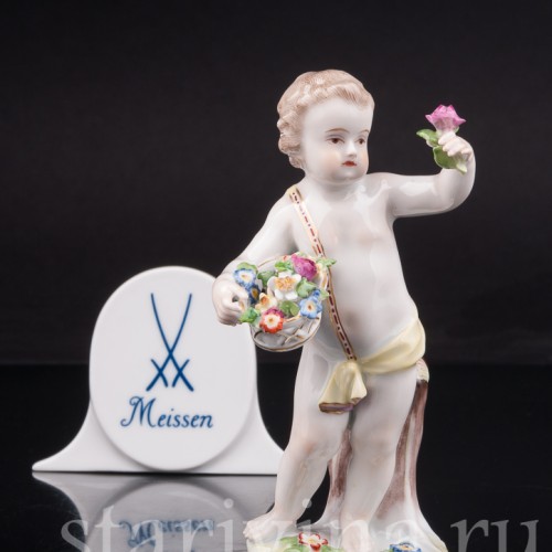 Фигурка путти из фарфора Аллегория Весны Meissen, Германия, кон. 19 - нач. 20 вв.