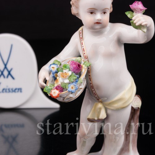 Фигурка путти из фарфора Аллегория Весны Meissen, Германия, кон. 19 - нач. 20 вв.