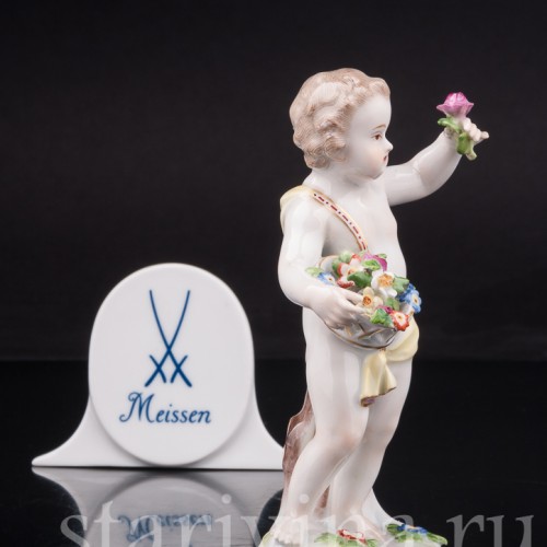 Фигурка путти из фарфора Аллегория Весны Meissen, Германия, кон. 19 - нач. 20 вв.