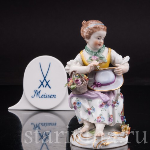 Фарфоровая статуэтка Девочка с корзинами цветов, Meissen, Германия, сер. 19 - нач. 20 вв.