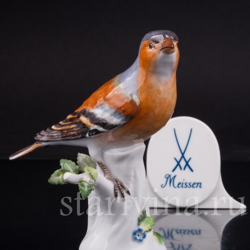 Статуэтка птицы из фарфора Зяблик, Meissen, Германия, 1980 г.