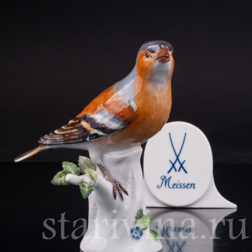 Статуэтка птицы из фарфора Зяблик, Meissen, Германия, 1980 г.
