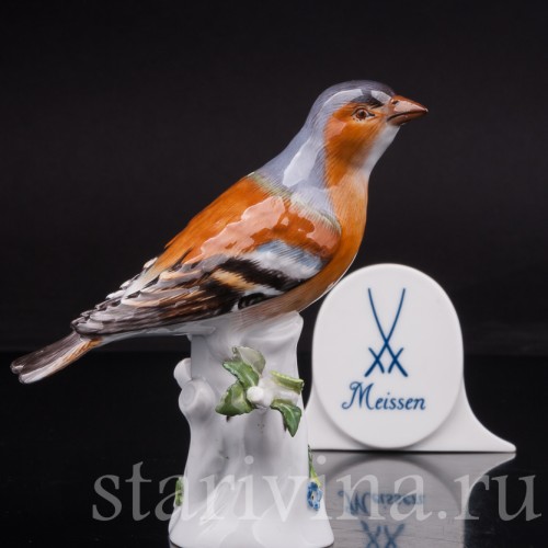 Статуэтка птицы из фарфора Зяблик, Meissen, Германия, 1980 г.