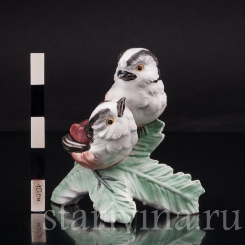 Фигурка птиц из фарфора Длиннохвостые синицы, Goebel, Германия, до 1990 г.