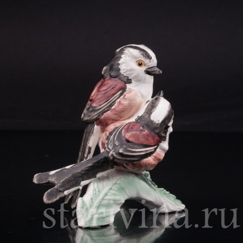 Фигурка птиц из фарфора Длиннохвостые синицы, Goebel, Германия, до 1990 г.