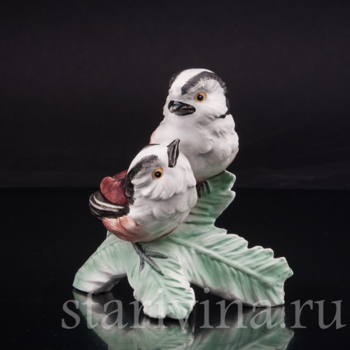 Фигурка птиц из фарфора Длиннохвостые синицы, Goebel, Германия, до 1990 г.