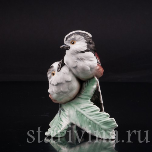 Фигурка птиц из фарфора Длиннохвостые синицы, Goebel, Германия, до 1990 г.