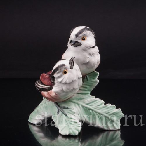 Фигурка птиц из фарфора Длиннохвостые синицы, Goebel, Германия, до 1990 г.