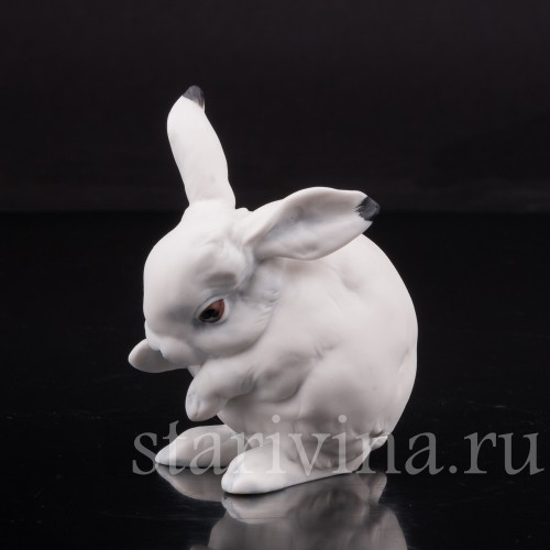 Фарфоровая фигурка Умывающийся кролик, Hutschenreuther, Германия, 1980е гг.