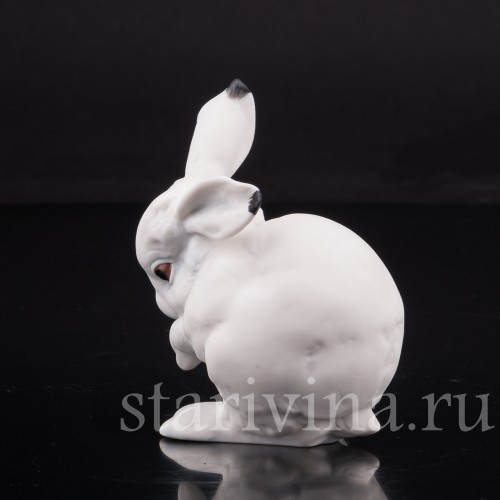 Фарфоровая фигурка Умывающийся кролик, Hutschenreuther, Германия, 1980е гг.