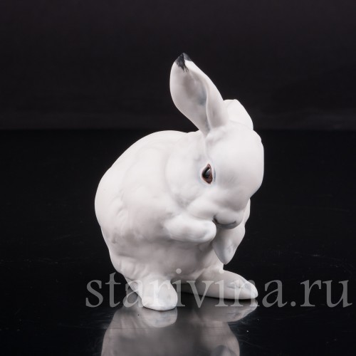 Фарфоровая фигурка Умывающийся кролик, Hutschenreuther, Германия, 1980е гг.