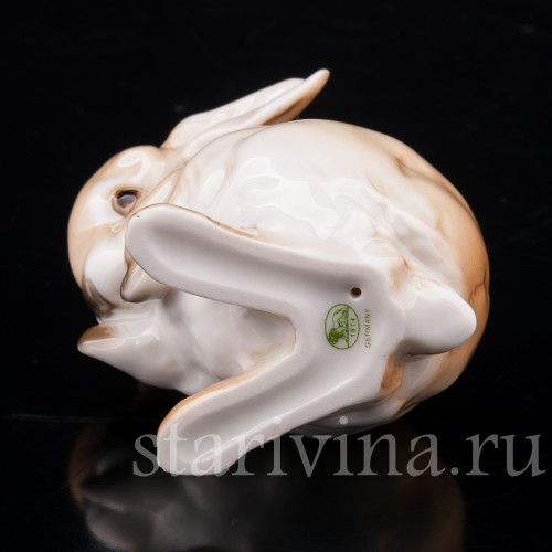 Фарфоровая фигурка Умывающийся кролик, Hutschenreuther, Германия, 1980 гг.