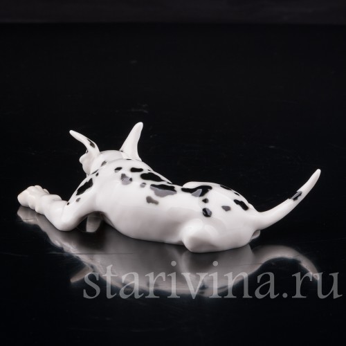 Фарфоровая фигурка собаки Лежащий дог, миниатюра, Hutschenreuther, Германия, 1980 гг.