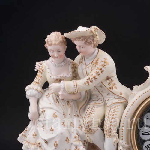 Декоративные фарфоровые часы "Влюбленные", Volkstedt, Германия, кон. 19 в.