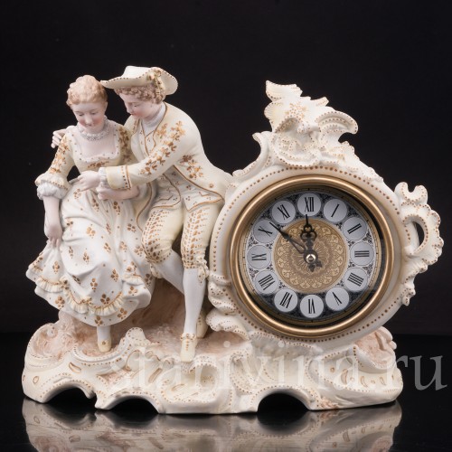 Декоративные фарфоровые часы "Влюбленные", Volkstedt, Германия, кон. 19 в.