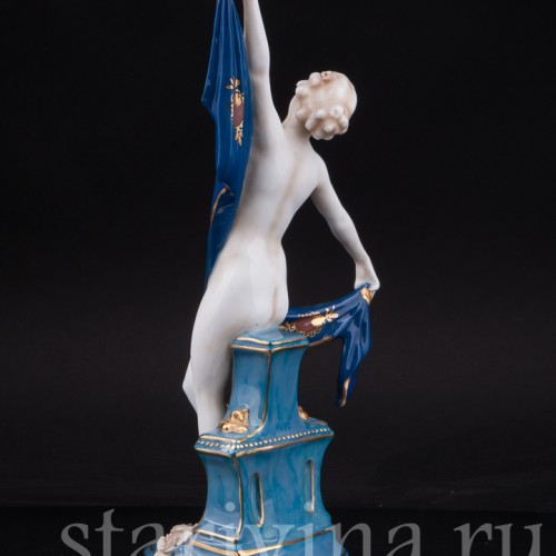 Фарфоровая статуэтка девушки Обнаженная с шалью, E. A. Muller, Германия, Кон 19, нач. 20 вв.