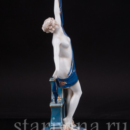 Фарфоровая статуэтка девушки Обнаженная с шалью, E. A. Muller, Германия, Кон 19, нач. 20 вв.