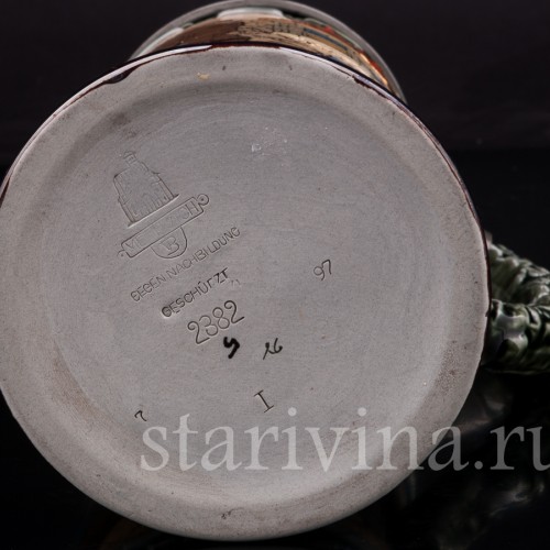 Антикварная пивная кружка Жаждущий рыцарь, 1 л, Villeroy & Boch, Германия, 1897 г.