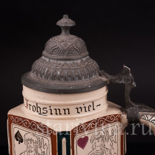 Старинная пивная кружка Четыре валета, Reinhold Merkelbach, Германия, нач. 20 в.