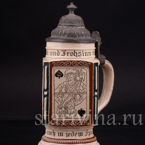 Старинная пивная кружка Четыре валета, Reinhold Merkelbach, Германия, нач. 20 в.