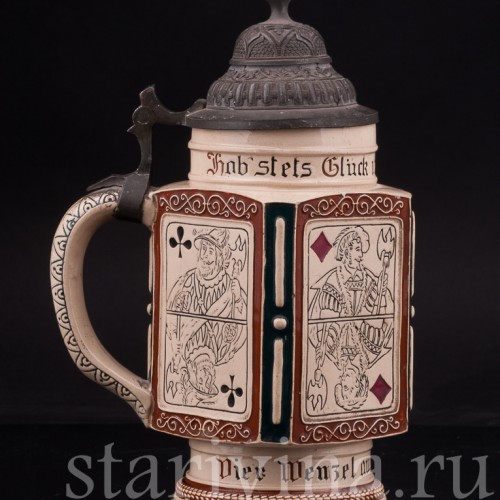 Старинная пивная кружка Четыре валета, Reinhold Merkelbach, Германия, нач. 20 в.