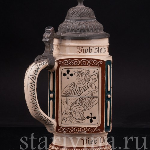 Старинная пивная кружка Четыре валета, Reinhold Merkelbach, Германия, нач. 20 в.