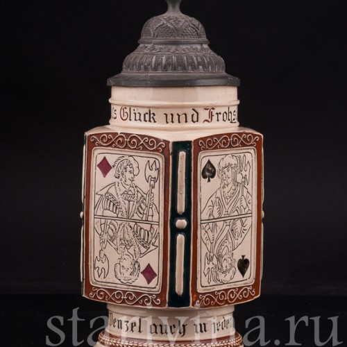 Старинная пивная кружка Четыре валета, Reinhold Merkelbach, Германия, нач. 20 в.