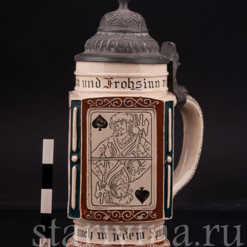 Старинная пивная кружка Четыре валета, Reinhold Merkelbach, Германия, нач. 20 в.
