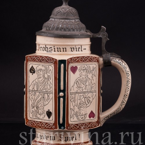 Старинная пивная кружка Четыре валета, Reinhold Merkelbach, Германия, нач. 20 в.