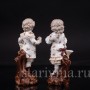 Парные фарфоровые статуэтки Дети с корзинами цветов, Volkstedt, Германия, кон. 19 в.