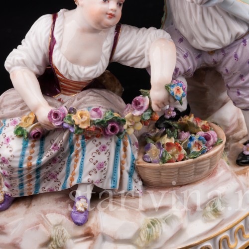 Фарфоровая статуэтка Аллегория весны, пара с цветами, Meissen, Германия, сер. 19 - нач. 20 в.