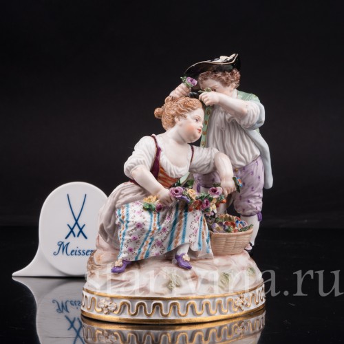 Фарфоровая статуэтка Аллегория весны, пара с цветами, Meissen, Германия, сер. 19 - нач. 20 в.