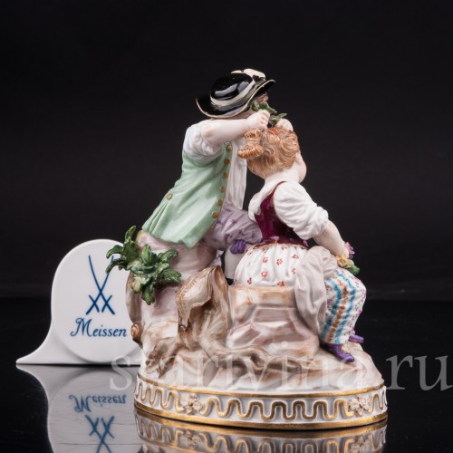 Фарфоровая статуэтка Аллегория весны, пара с цветами, Meissen, Германия, сер. 19 - нач. 20 в.