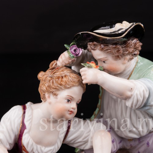 Фарфоровая статуэтка Аллегория весны, пара с цветами, Meissen, Германия, сер. 19 - нач. 20 в.