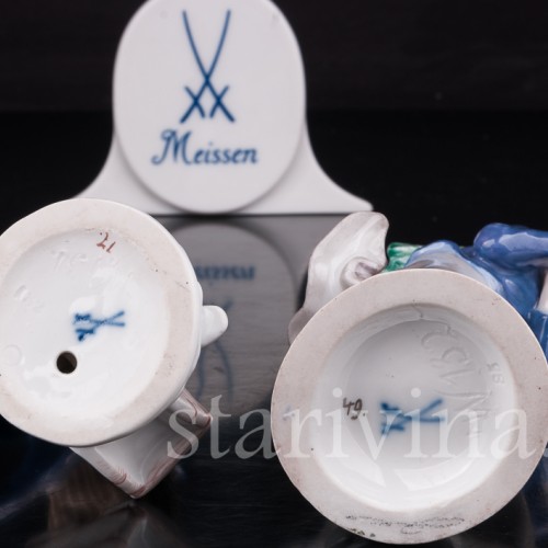 Парные фарфоровые статуэтки Дети, играющие в снежки, Meissen, Германия, нач. 20 в.