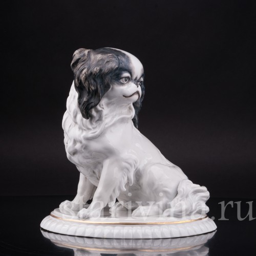 Фарфоровая статуэтка собаки Японский хин, Hertwig & Co, Германия, 1920-30 гг.