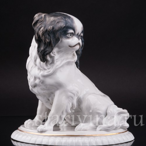 Фарфоровая статуэтка собаки Японский хин, Hertwig & Co, Германия, 1920-30 гг.