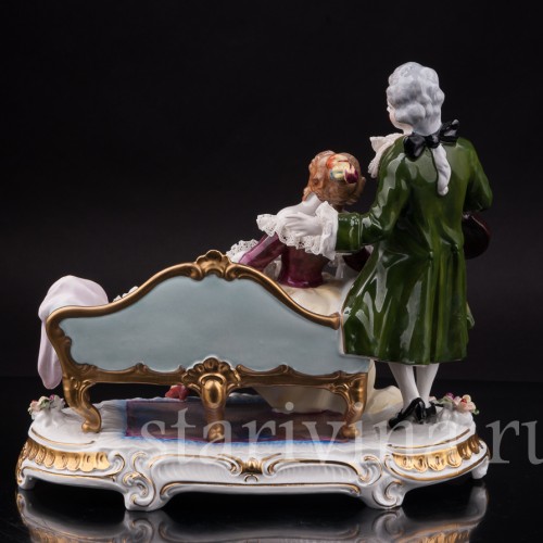 Фарфоровая статуэтка Пара со скрипкой, кружевная, Unterweissbach, Германия, 1958-76 гг.