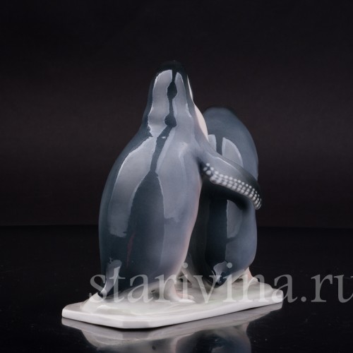 Фарфоровая фигурка птицы Два пингвина, Metzler & Ortloff, Германия, 1930-72 гг.