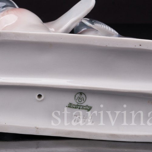 Фарфоровая фигурка птицы Два пингвина, Metzler & Ortloff, Германия, 1930-72 гг.