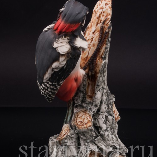 Статуэтка птицы из фарфора Пестрый дятел, Capodimonte, Италия, вт. пол. 20 века.