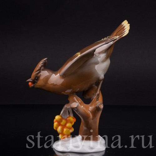 Фарфоровая статуэтка птицы Свиристель на рябине, Rosenthal, Германия, 1941 год.