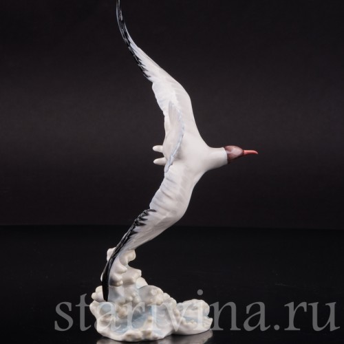 Статуэтка птицы из фарфора Чайка над волнами, миниатюра, Hutschenreuther, Германия, 1970 гг.