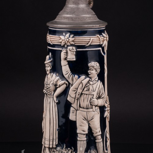 Старинная пивная кружка Смочим горло, 1 л, Marzi & Remy, Германия, кон. 19 - нач. 20 вв.