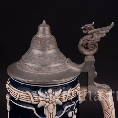 Старинная пивная кружка Смочим горло, 1 л, Marzi & Remy, Германия, кон. 19 - нач. 20 вв.